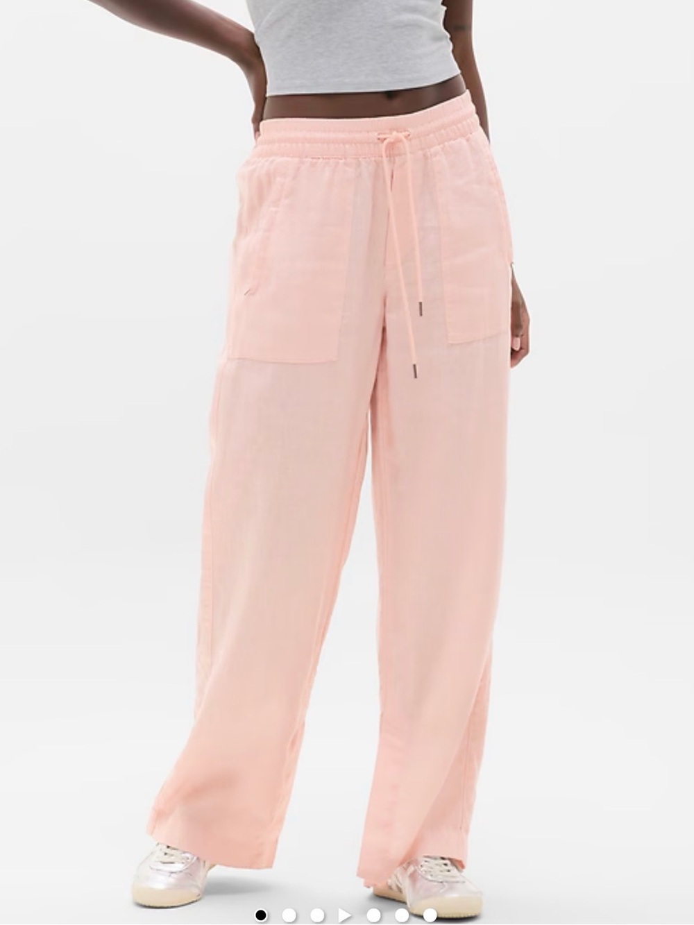 Relaxed linen high rise Wide-Leg Pants - Pink